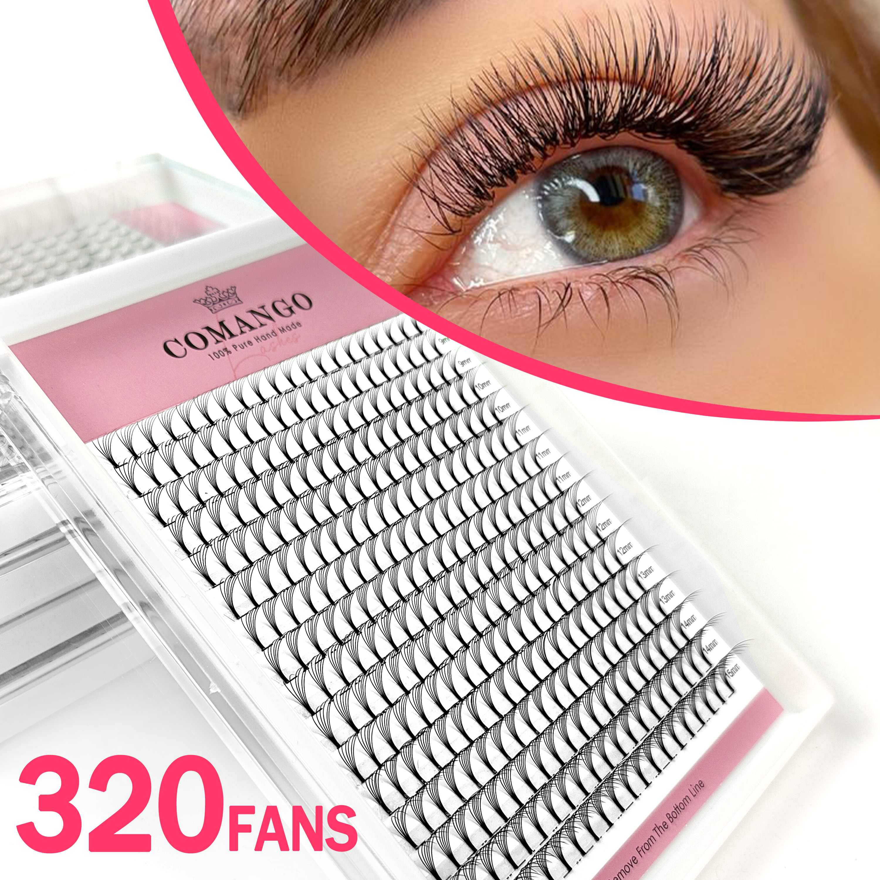 Eyelash Extension Wet Look - CoMango 320pcs Short Stem Premade Fan