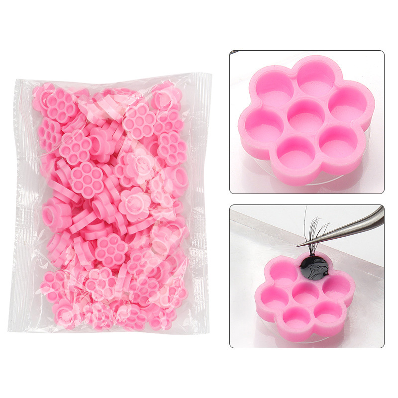 Eyelash Extension Glue - 100 Pcs Pink Flower Glue Delay