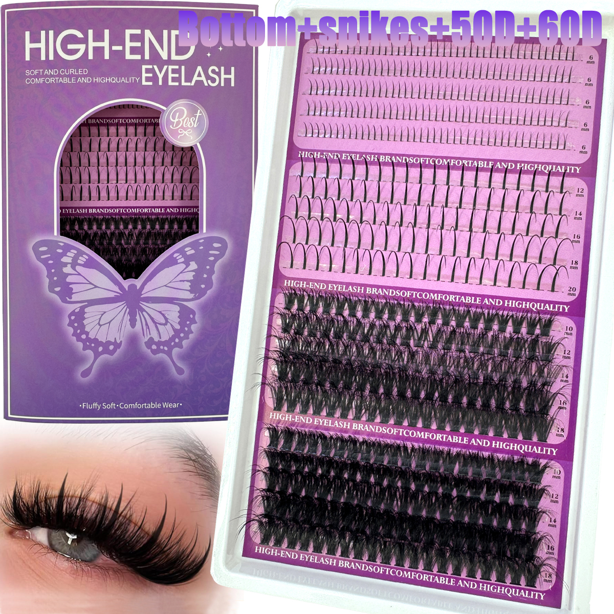 Eyelash Extension Wet Look - 20Rows Lash Spikes Eyelash Clusters Volume