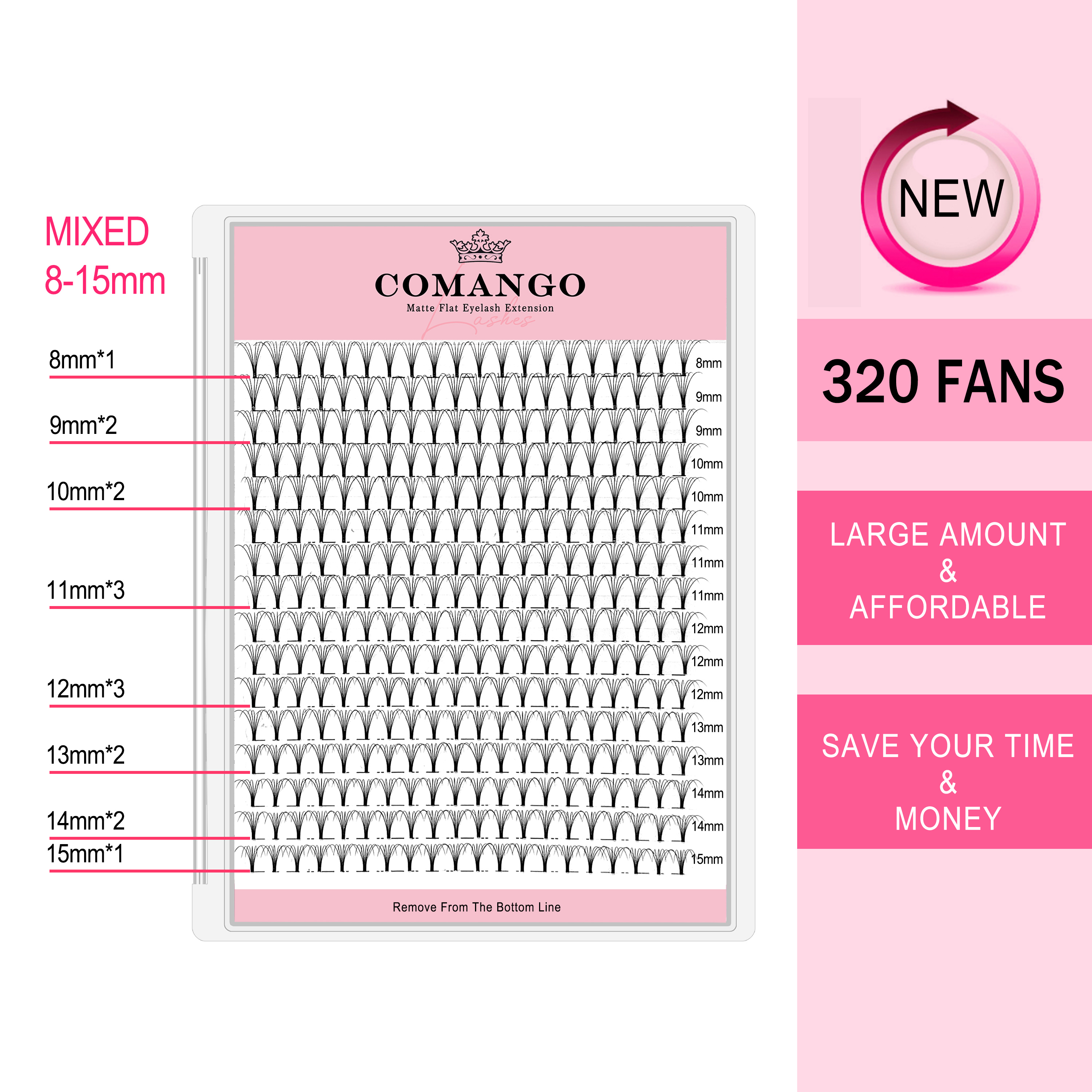 CoMango 320pcs Short Stem Prem - Eyelash Extension Wet Look recensione e prezzo